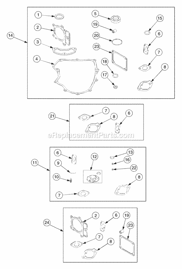 Service Kits Diagram and Parts List for RZT50 17BA5A7P712, 17BA5A7P710, 17BA5A7P709 Cub Cadet Lawn Mower